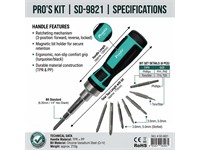 16-in-1 Ratchet Screw Driver Set - 229mm [PRK SD-9821]