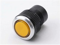 PB Actuator Non-Illum. Mom - yellow raised button met. silver 30mm bezel [PB302MYS]